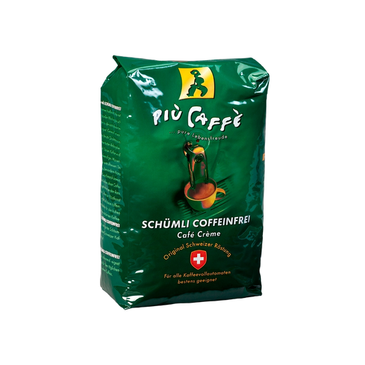 Kaffeebohnen ohne Koffein, Decaf, più caffè Schümli Coffeinfrei. Nachfolgeprodukt ist piu Premium Kaffee Koffeinfrei