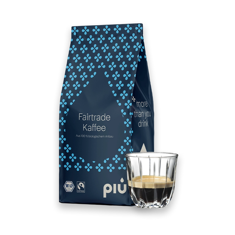 piu Fairtrade Kaffee in der Aktion. Beim Kauf von 12 x Fairtrade Kaffee gibt es ein kostenloses Riedel Espressoglas