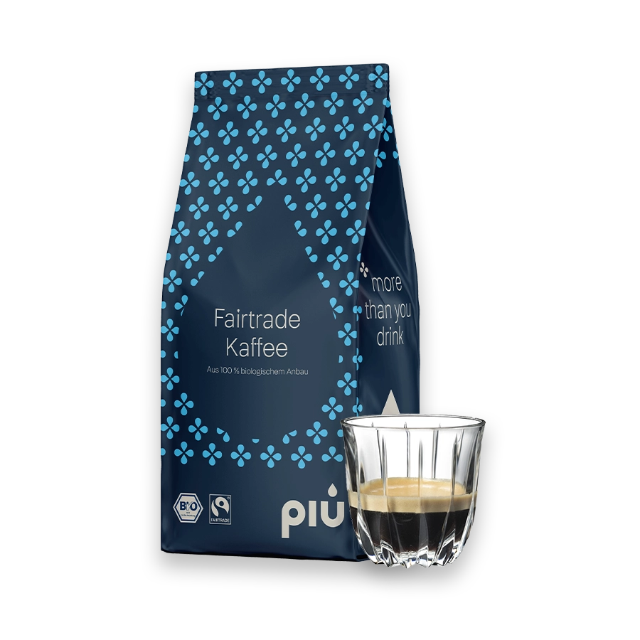 piu Fairtrade Kaffee in der Aktion. Beim Kauf von 12 x Fairtrade Kaffee gibt es ein kostenloses Riedel Espressoglas