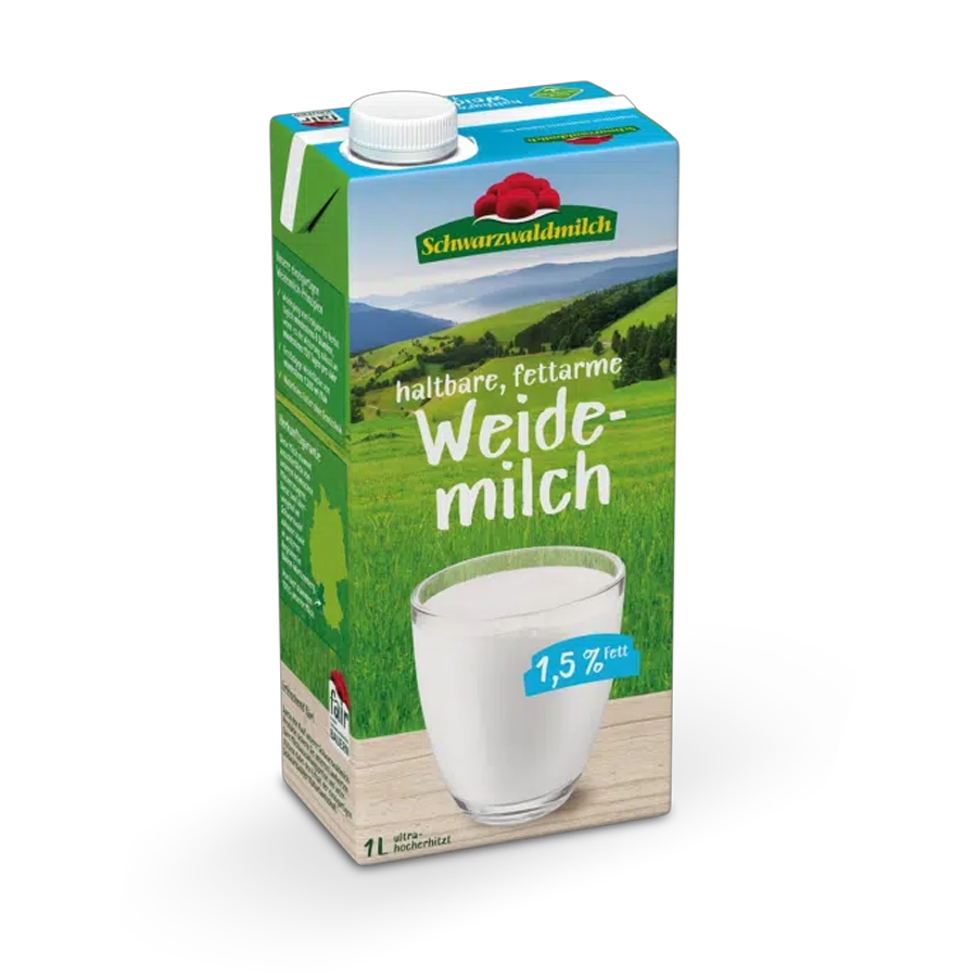 Haltbare fettarme Schwarzwälder Weidemilch von Schwarzmilch