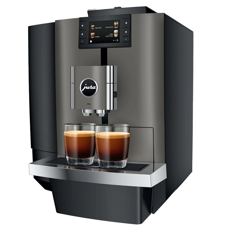 JURA Kaffeevollautomat X10c in der Farbe Dark Inox mit der Option zum Festwasseranschluss