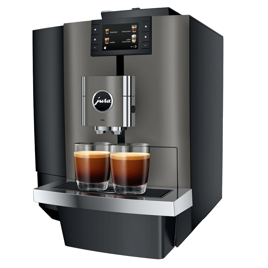 JURA Kaffeevollautomat X10c in der Farbe Dark Inox mit der Option zum Festwasseranschluss