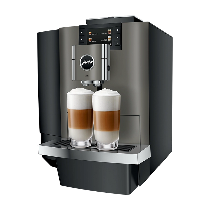 JURA Kaffeevollautomat X10c in der Farbe Dark Inox mit der Option zum Festwasseranschluss