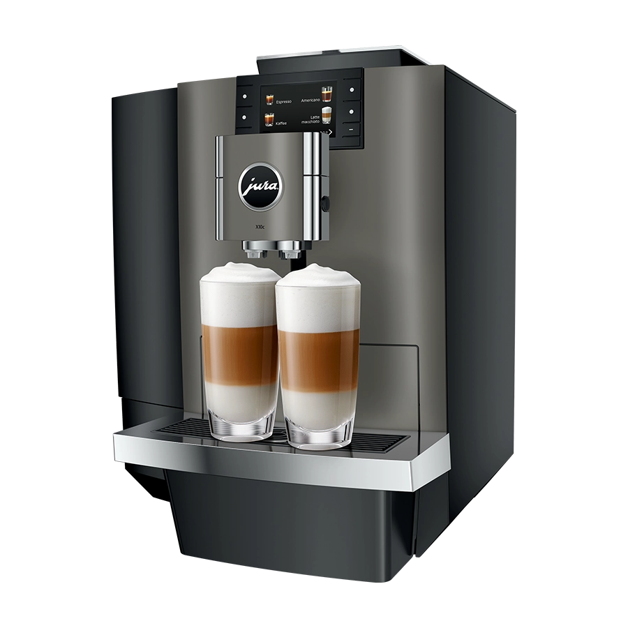 JURA Kaffeevollautomat X10c in der Farbe Dark Inox mit der Option zum Festwasseranschluss