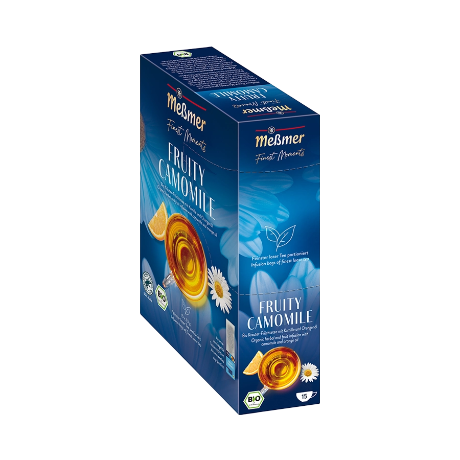 Tee von Meßmer Finest Moments in der Sorte BIO Fruity Camomile Kräuter-Früchtetee