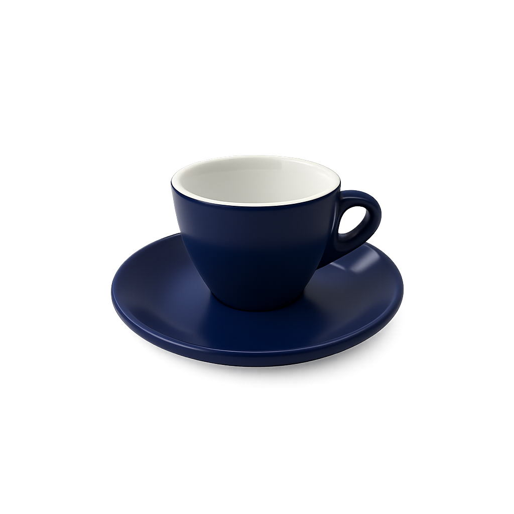 Geschirr piu Espressotasse mit Unterteller in der Farbe dunkelblau / deep water blue