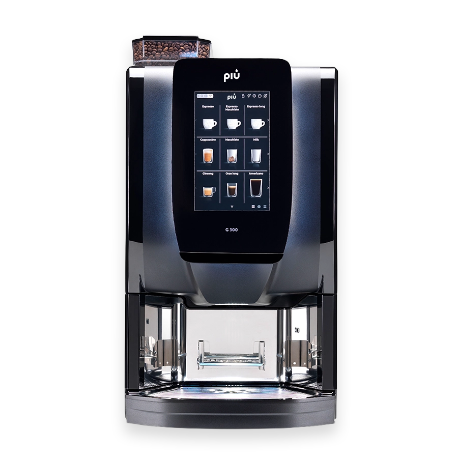 Professioneller Kaffeevollautomat piu G300 für Firmen mit einem Bedarf bis 150 Tassen pro Tag.