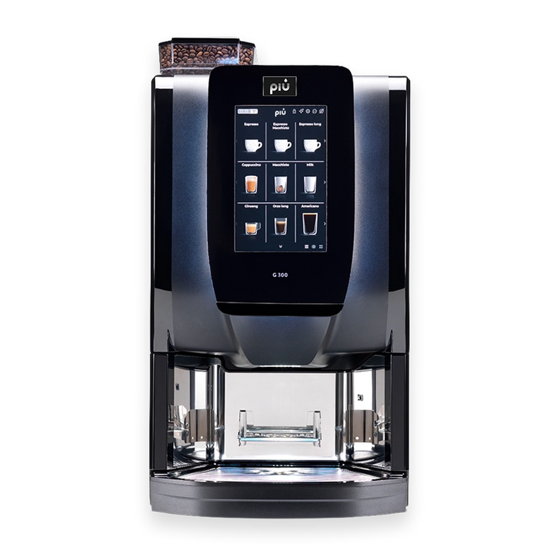 Professioneller Kaffeevollautomat piu G300 für Firmen mit einem Bedarf bis 150 Tassen pro Tag.