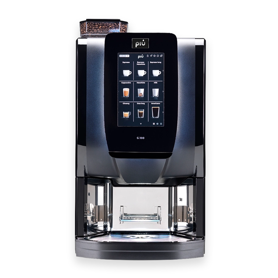 Professioneller Kaffeevollautomat piu G300 für Firmen mit einem Bedarf bis 150 Tassen pro Tag.