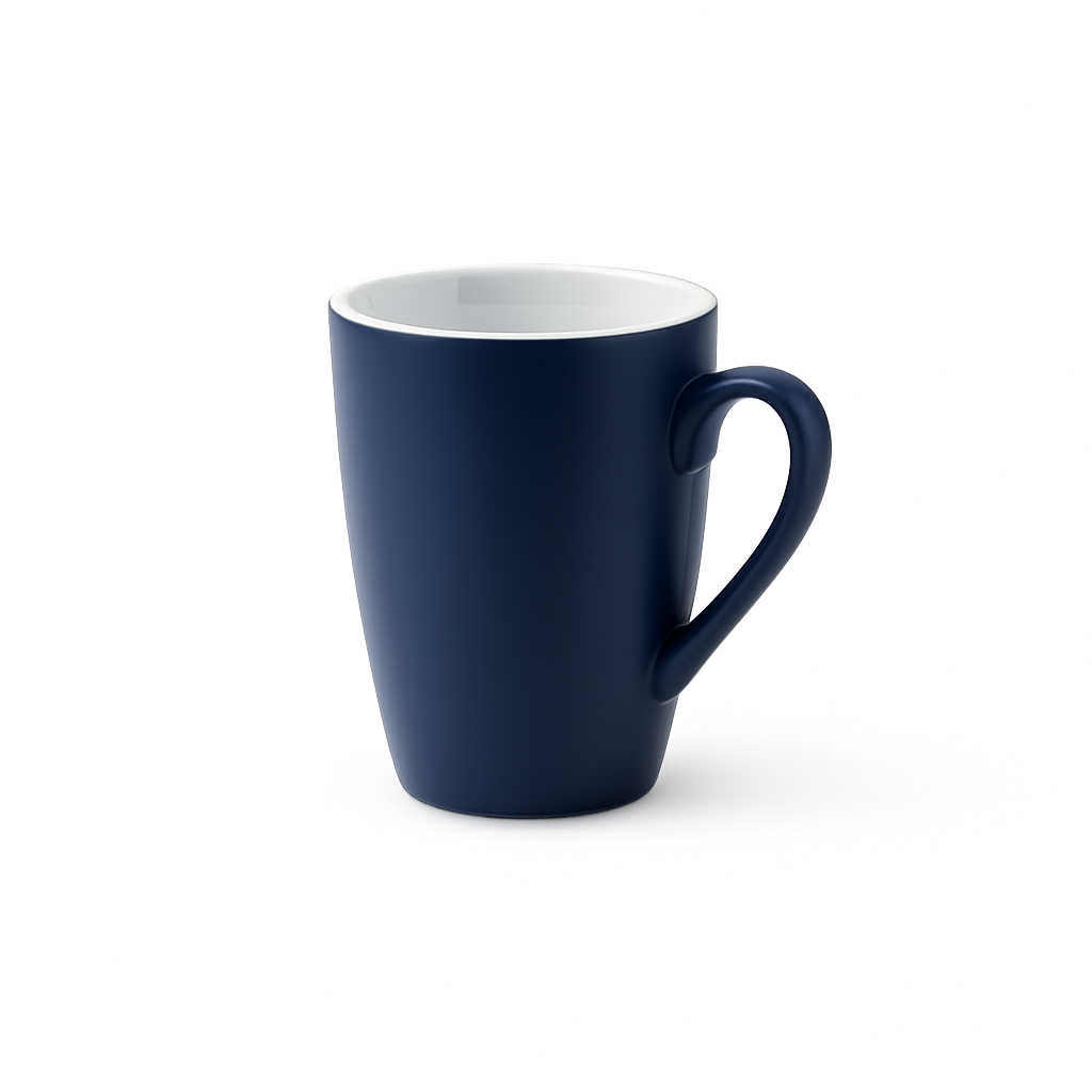 piu Kaffeebecher in der Farbe deep water blue (dunkelblau) als Bürotasse für Firmen geeignet
