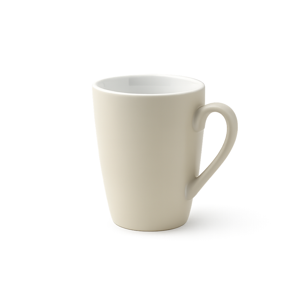 piu Kaffeebecher in der Farbe warm coffee grey (beige) als Bürotasse für Firmen geeignet