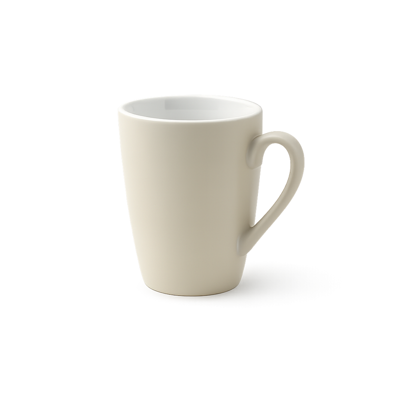 piu Kaffeebecher in der Farbe warm coffee grey (beige) als Bürotasse für Firmen geeignet