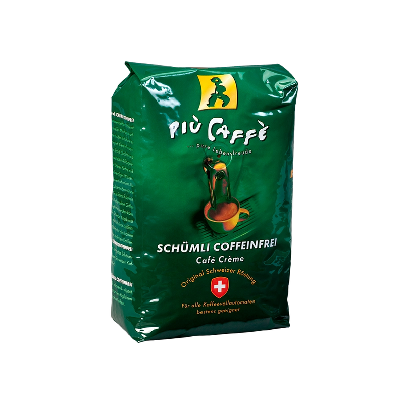 Kaffeebohnen ohne Koffein, Decaf, più caffè Schümli Coffeinfrei. Nachfolgeprodukt ist piu Premium Kaffee Koffeinfrei