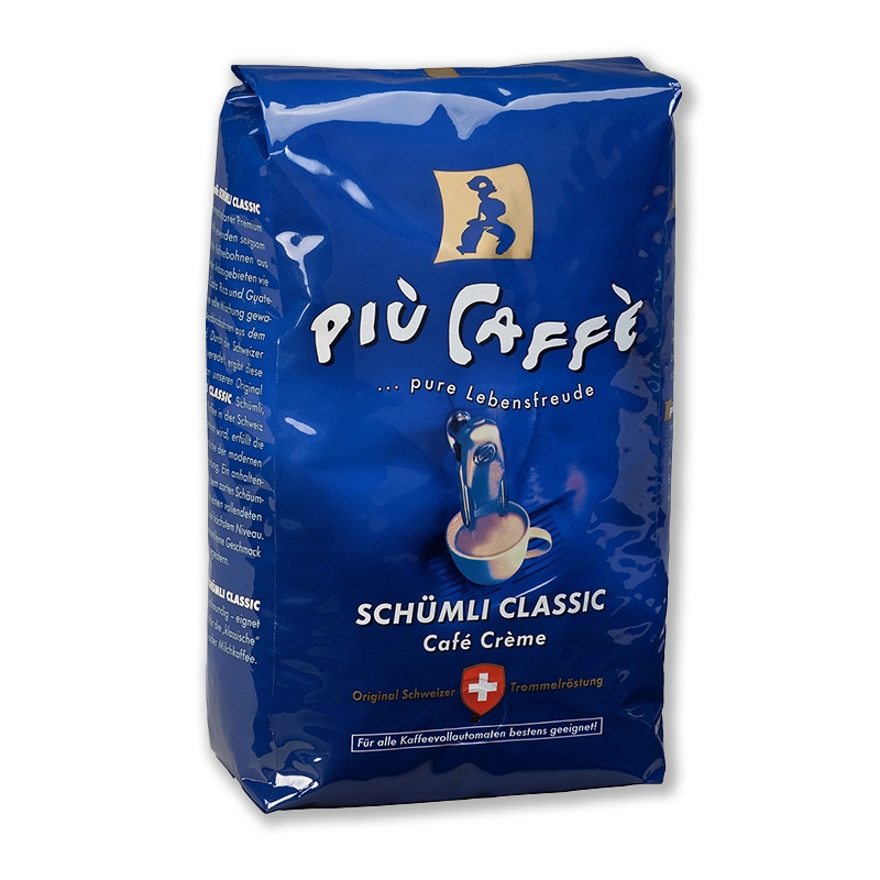 piu caffe Schümli Classic für vollmundigen kräftigen Kaffeegeschmack.